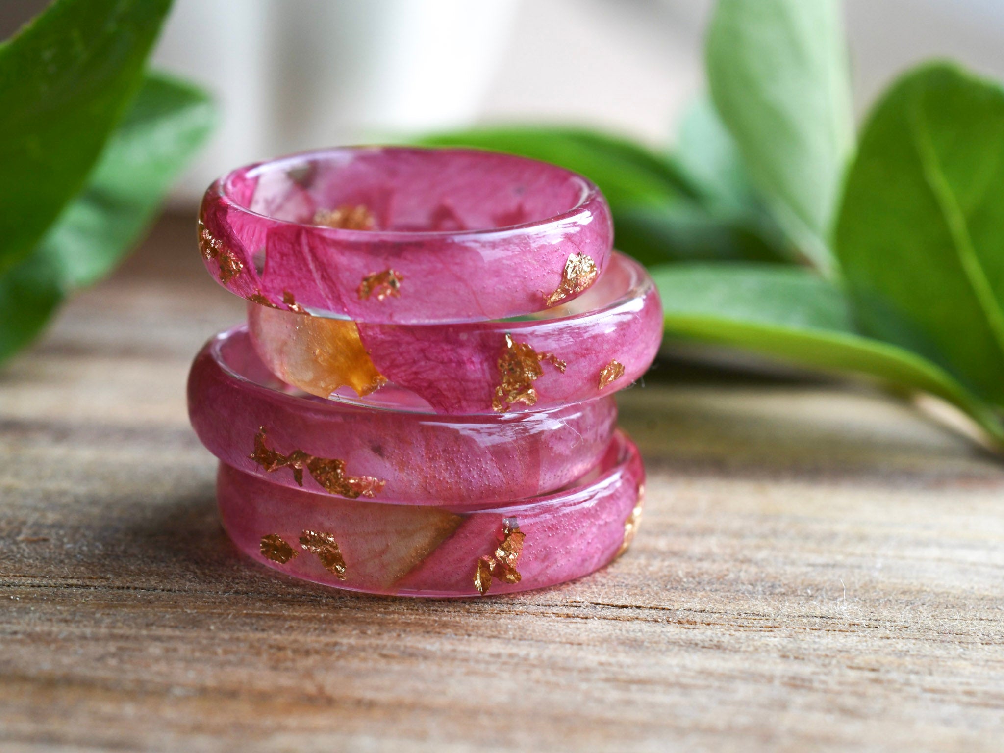 Handmade peony leaf ring — November birth flower jewelry crafted in Vienna by Resity