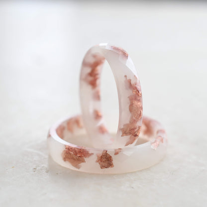 Off White Rose Gold Leaf Ring