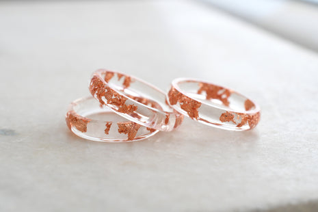 rose gold resin stacking rings – handmade in Vienna