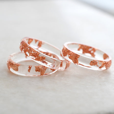 rose gold resin stacking rings – handmade in Vienna