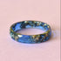 Sapphire Gleam faceted blue resin ring gold flakes