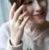 Slim resin stacking rings worn on hand in a three ring stack