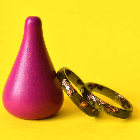 stacking black gold ring