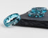 Silver flake teal resin ring contemporary design