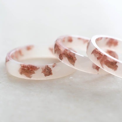 Off White Rose Gold Leaf Ring