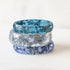 blue clear and purple resin 3 ring stack with silver flakes handmade in Vienna