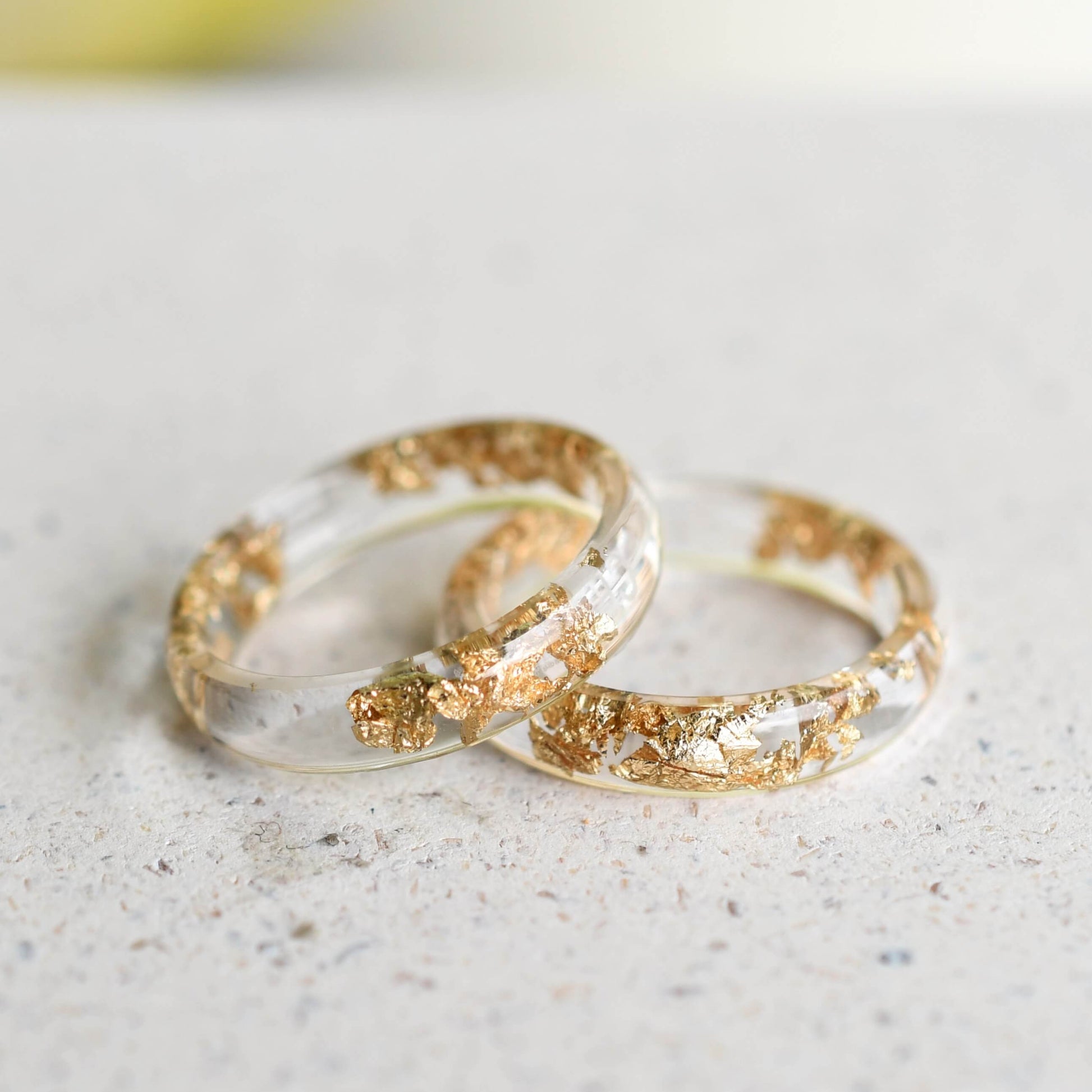 transparent gold leaf ring