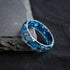 Vienna handcrafted navy blue ring with silver leaf modern mens jewelry design