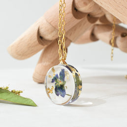 Violet flower necklace — meaningful February birth flower gift for her, handmade by Resity