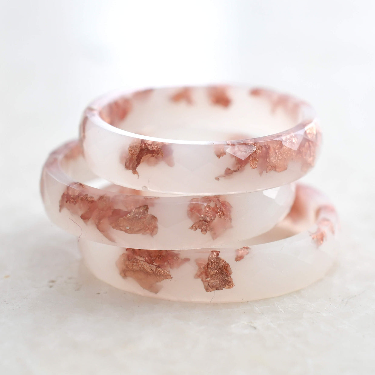 Off White Rose Gold Leaf Ring