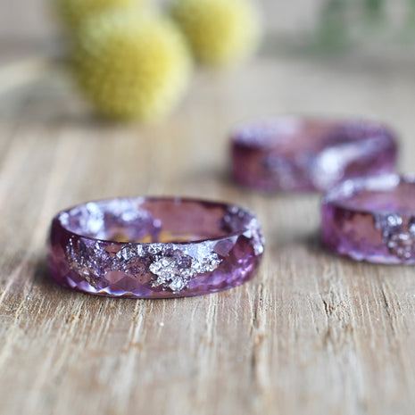 Plum Silver Leaf Ring