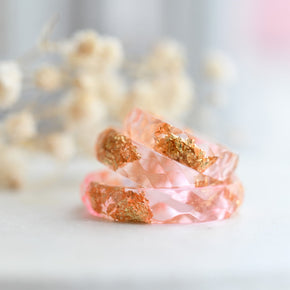 pink resin rings with gold foil