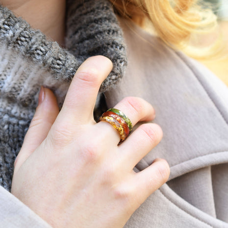 Fall Colors Gold Leaf Ring Set