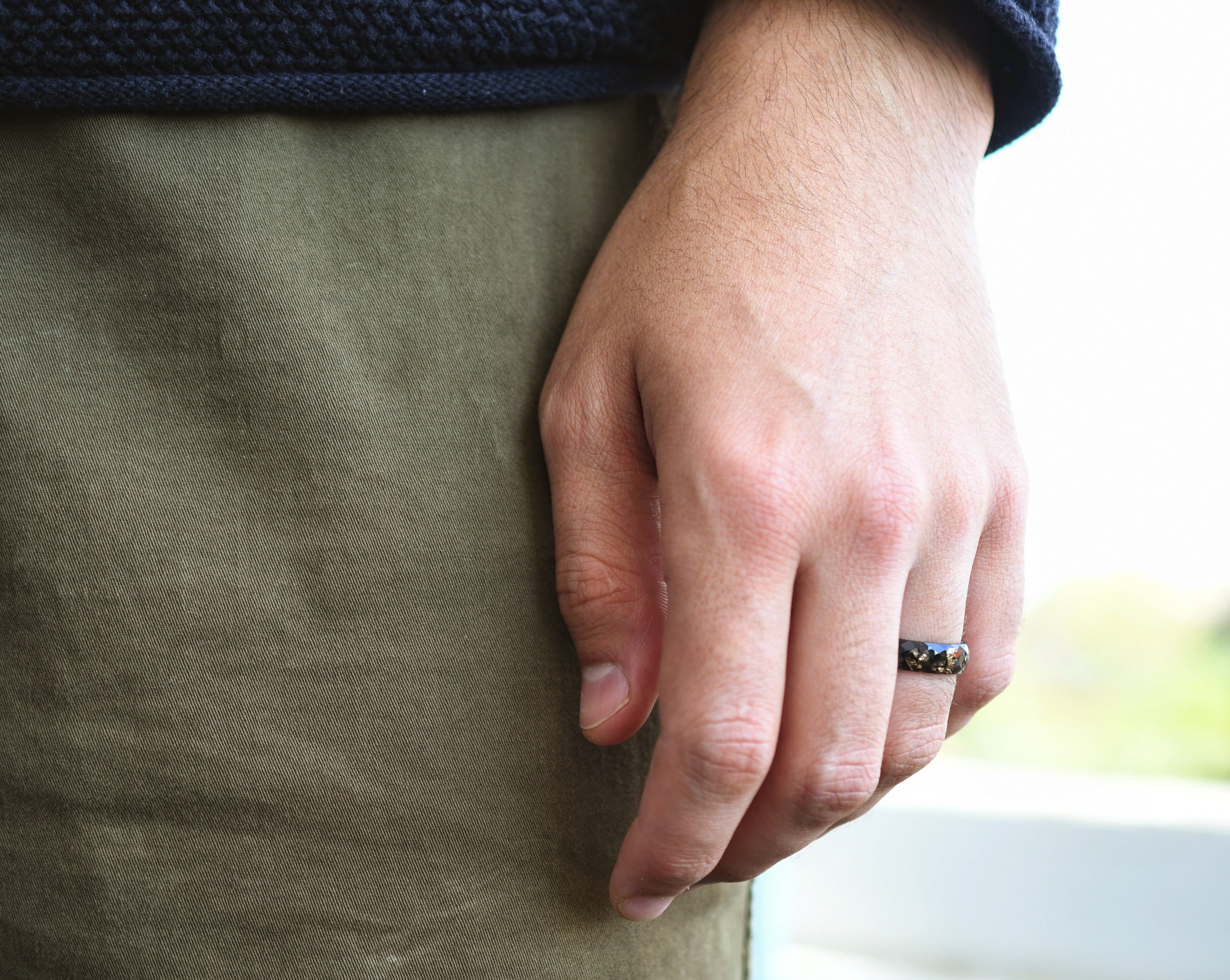 Obsidian Signal Ring styled with masculine accessories for everyday wear