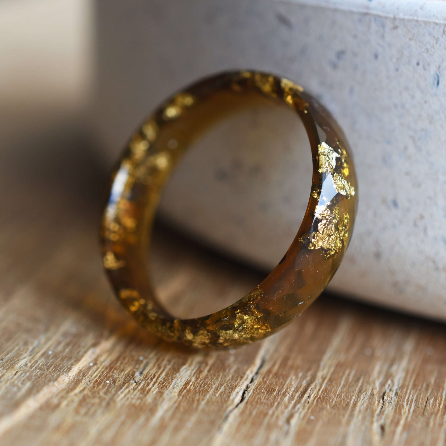 gold leaf amber ring