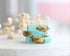 Faceted turquoise resin ring with shimmering gold flakes — minimalist handmade jewelry