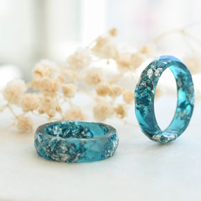 Side view showing 6mm width and bold teal coloring of Ocean Signal Ring