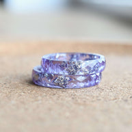 Purple resin ring with silver leaf — handcrafted European artisan jewelry by Resity