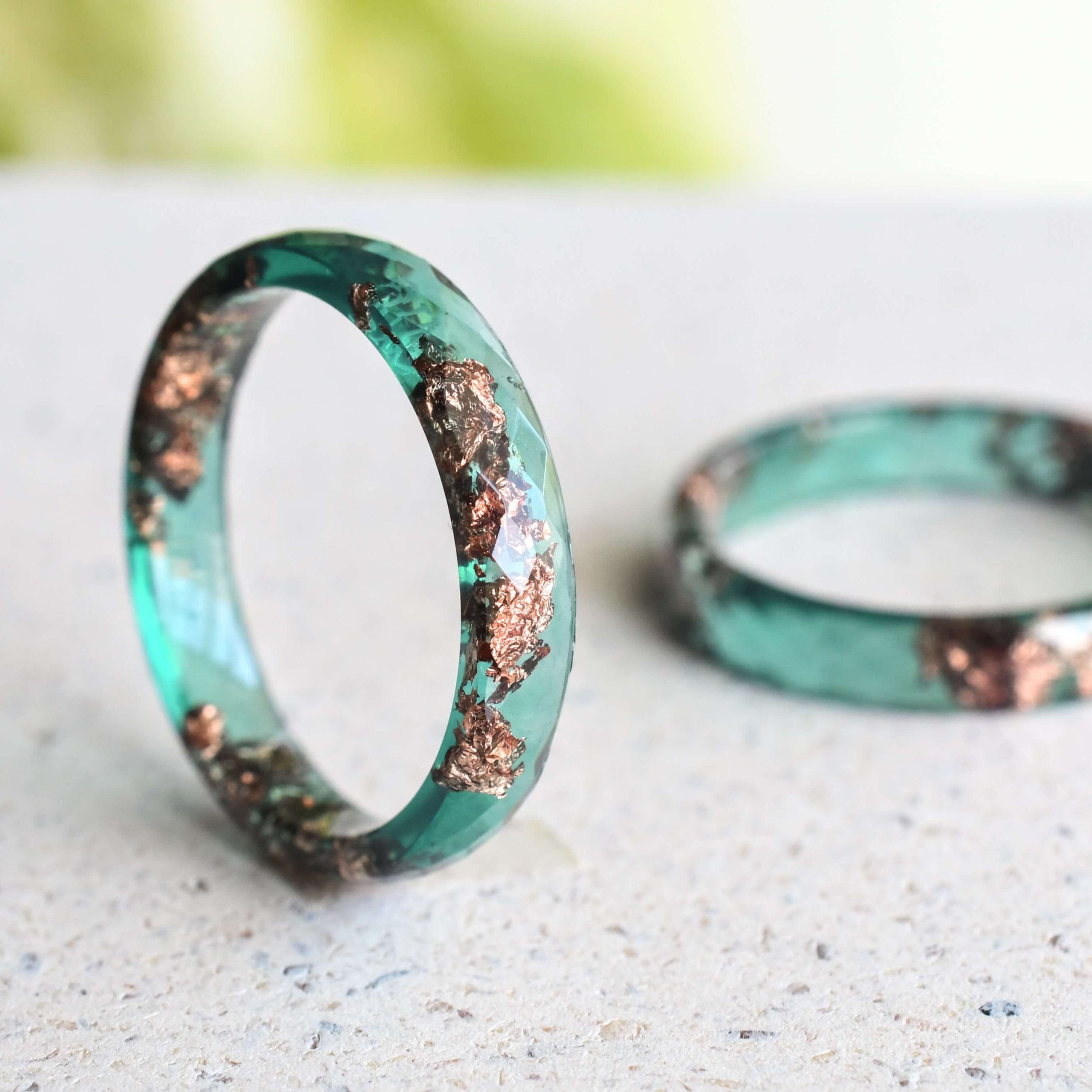 Side view showing 4mm width and faceted surface of the Jade Whisper Ring