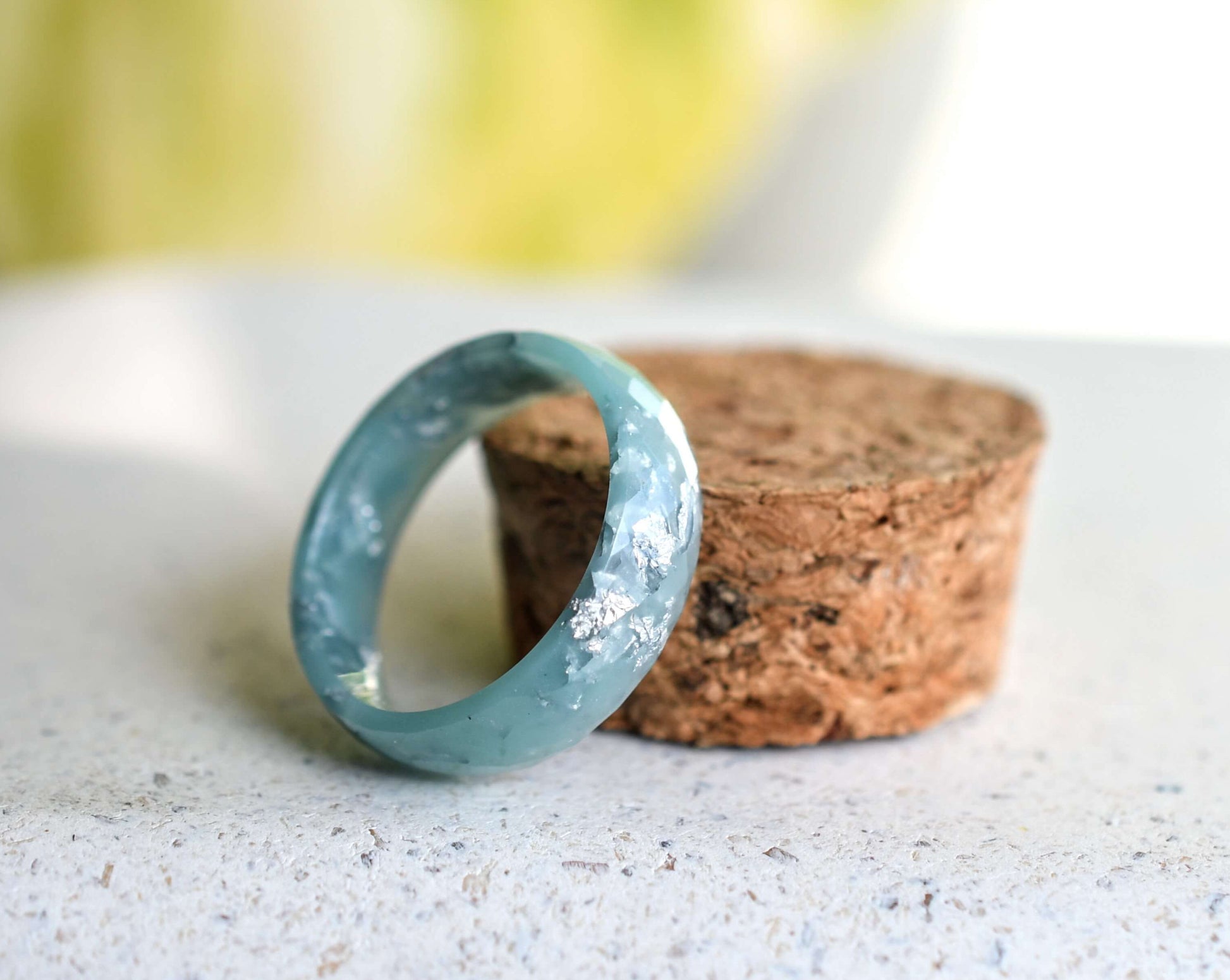 seafoam green silver ring