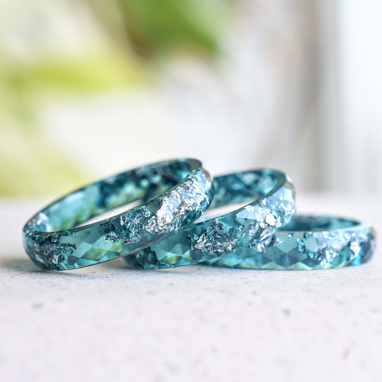 silver leaf epoxy ring