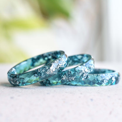 silver leaf epoxy ring