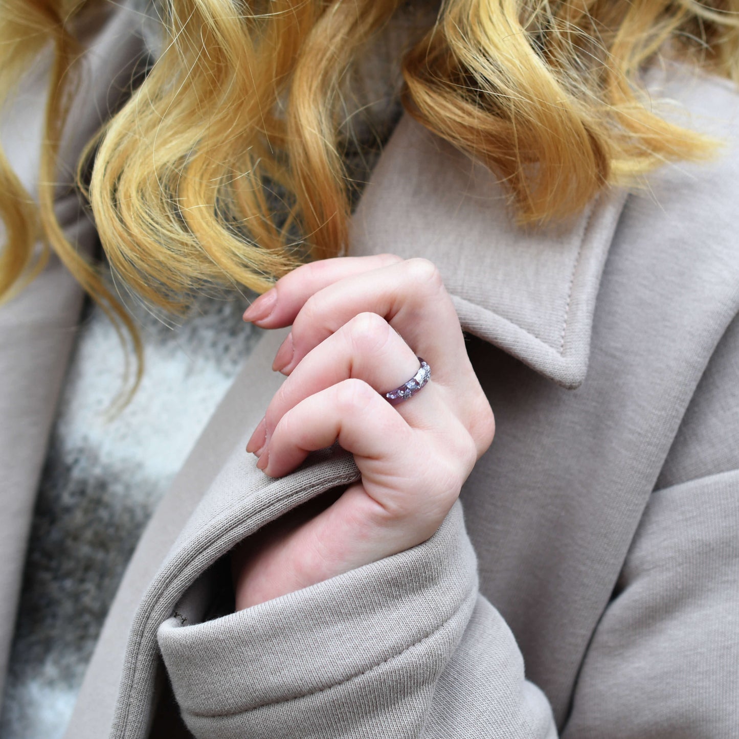 skinny ring silver leaf