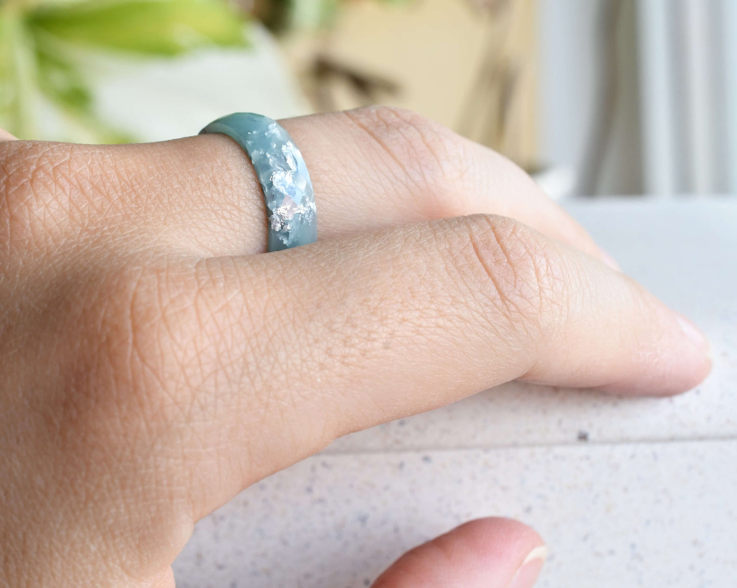 turquoise faceted ring band